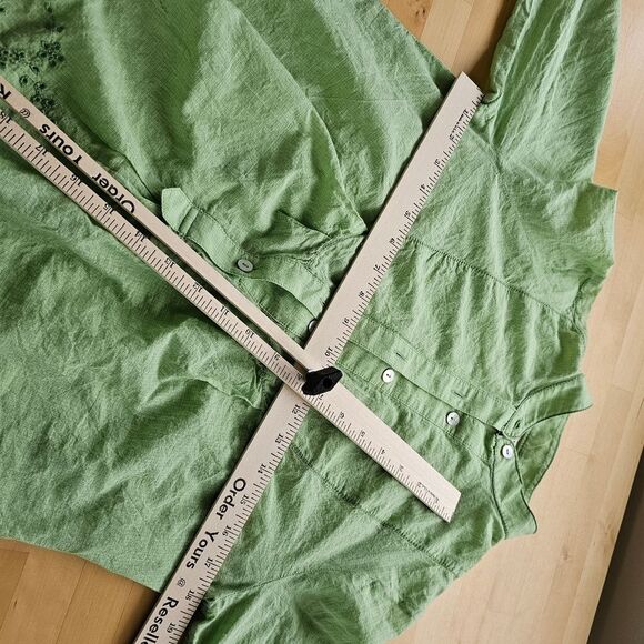 SOPHIE MAX 100% Cotton Eyelet Tunic Light Green Long Sleeve Flowy Lagenlook - Picture 8 of 11